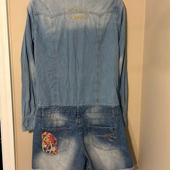 DESIGUAL LONG SLEEVE DENIM SHORTS JUMPSUIT/ROMPER SIZE 28 - Picture 8 of 10